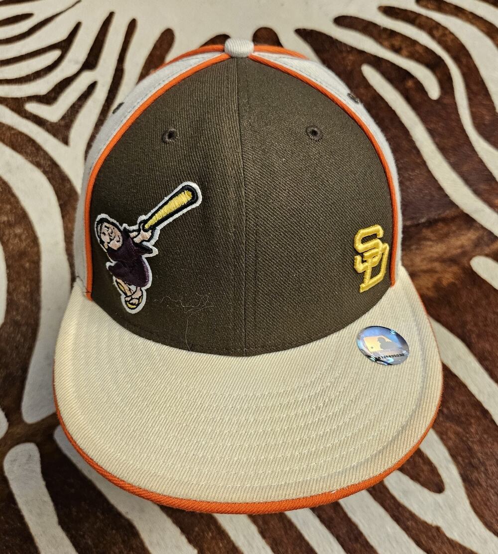 VTG San Diego Padres Hat Wool New Era 59Fifty Batting Friar Fitted 7 1/4 4 Panel